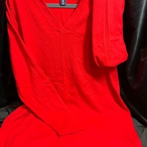 V neck red sweater